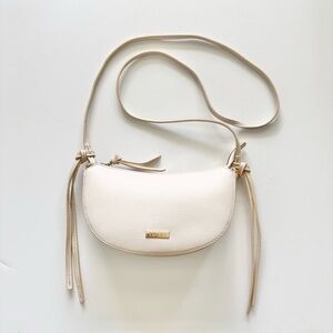 Kensie White Crescent Faux Leather Crossbody Bag